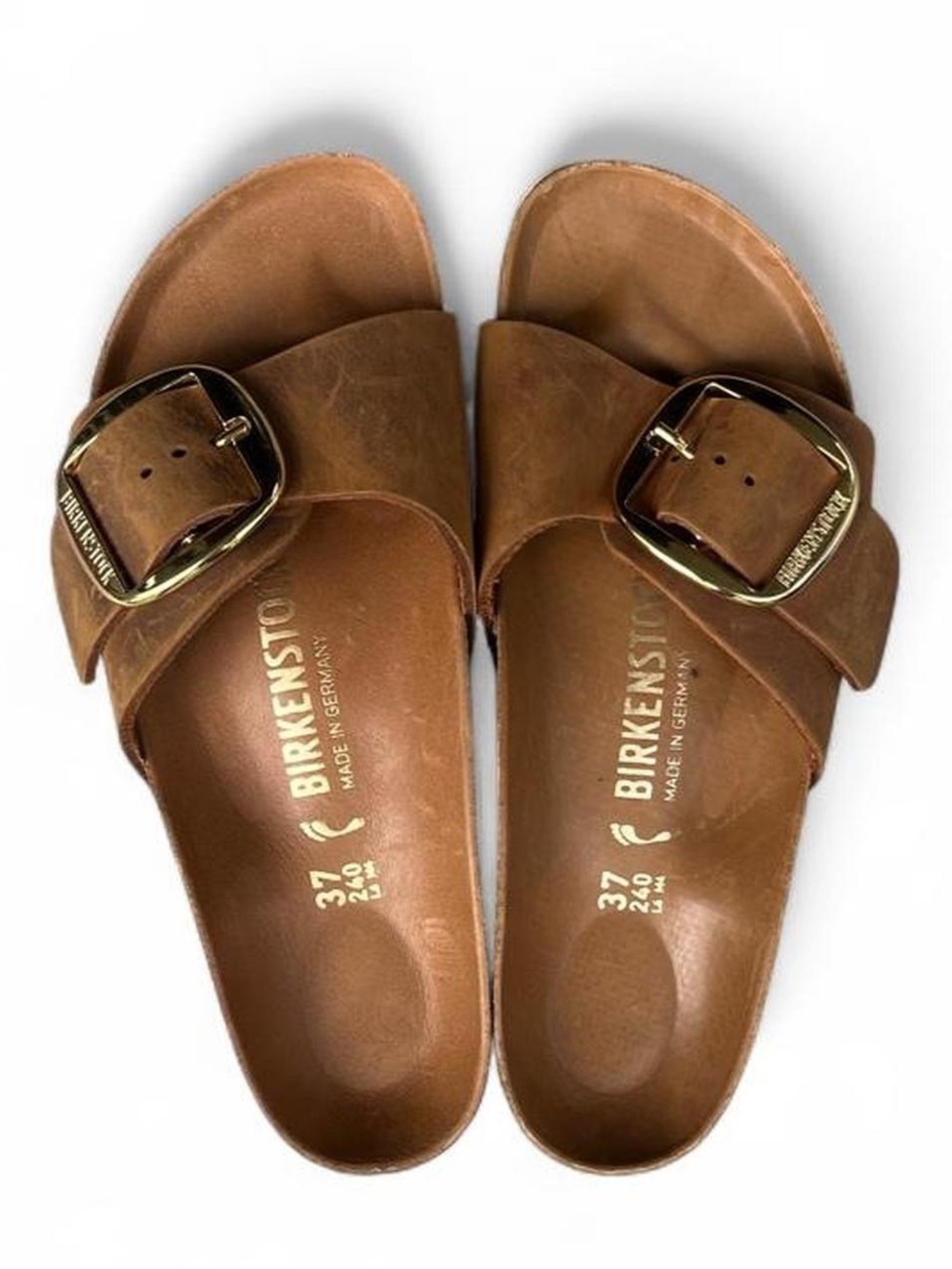 Birkenstock Madrid Big Buckle Cognac Leather Sandals EU 37 Women’s 6 Narrow